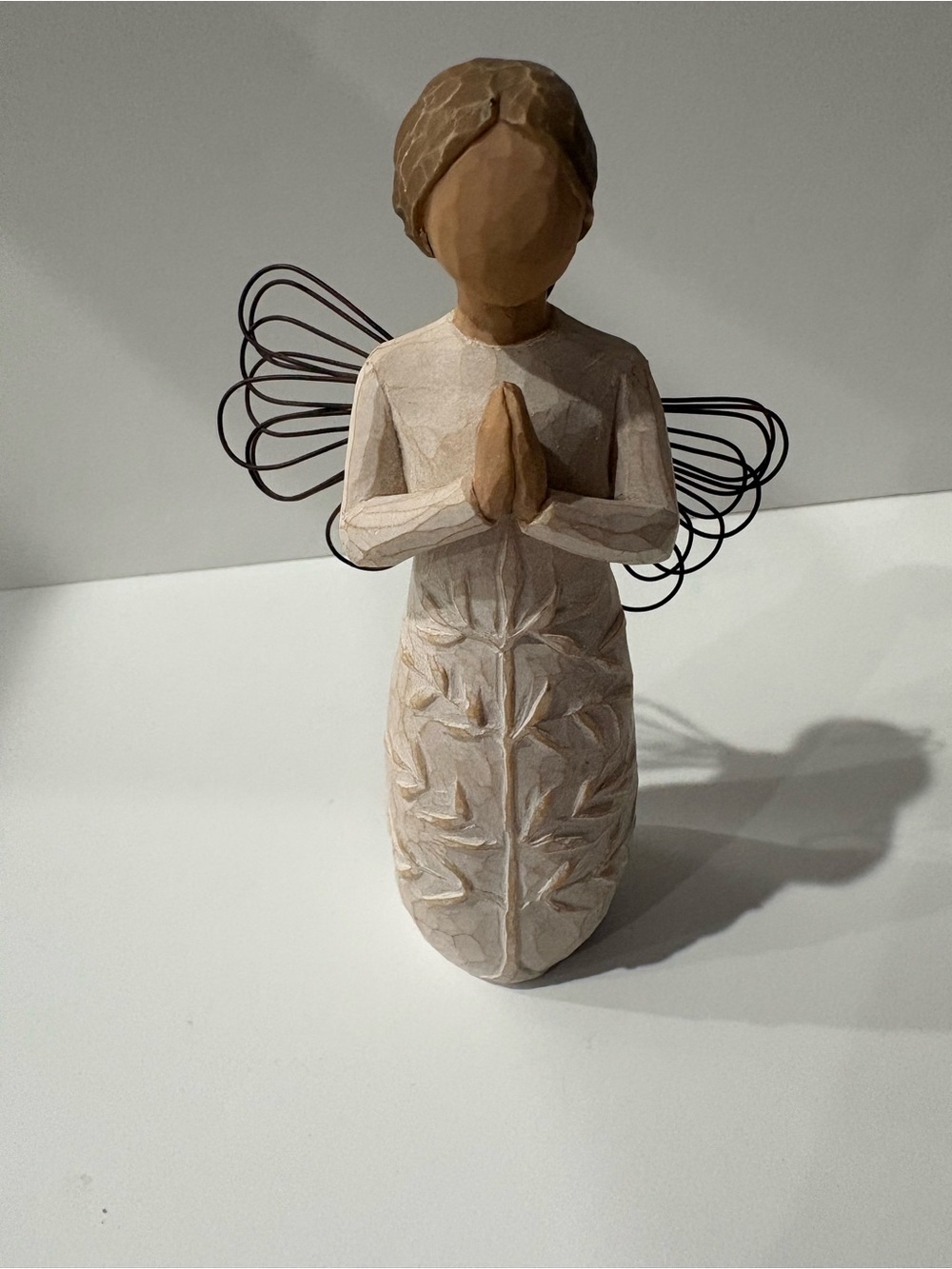 Willow Tree ‘A Tree A Prayer’ Wooden Praying Angel Figurine - Neutral Cream 2005